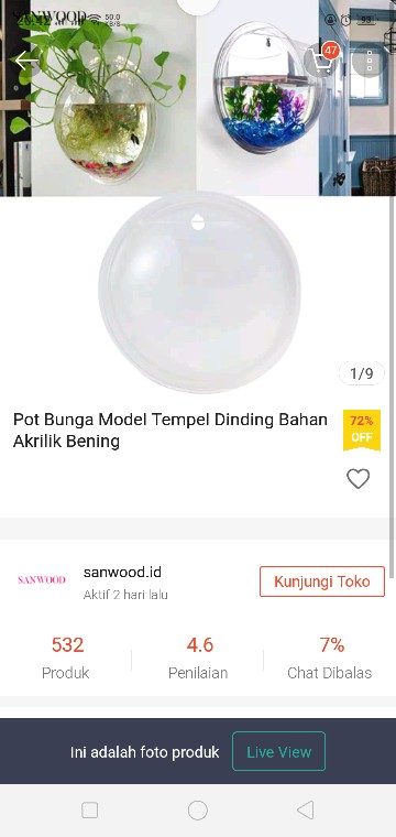 Pot Bunga Model Tempel Dinding Bahan Akrilik Bening