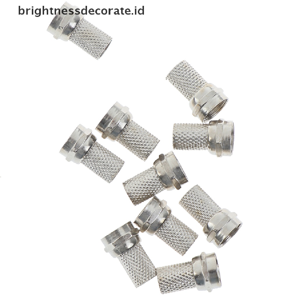 10pcs Konektor Sekrup Tipe 75-5 F Untuk Antena TV Satelit RG6