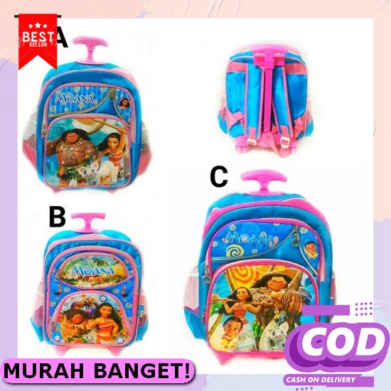 Tas Troli Anak Perempuan Sd Smp 6 Roda / Tas Roda Anak/ Tas Dorong Ana Tas Trolly Moana Tk Troli Do