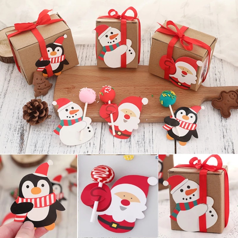 [Christmas Products] 25Pcs / Set Christmas Cute Snowman Lollipop Insert Cards