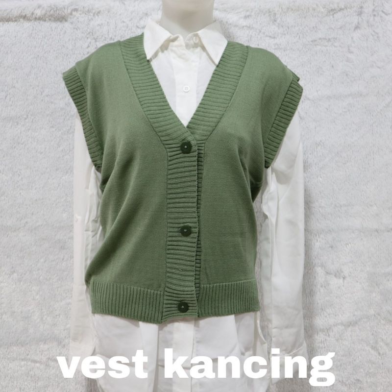 vest rompi rajut wanita / rompi tali / rompi vneck / rompi button