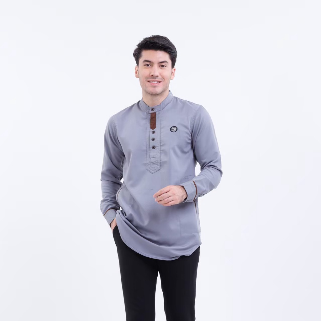 PROGRESS MAN baju koko pria lengan panjang koko kurta pangsi kemeja koko pria lengan panjang koko kurta pangsi baju kurta pangsi dewasa logo bordir Merah P4N9S101