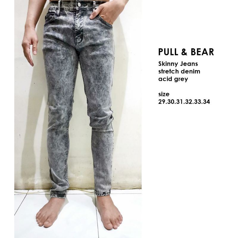 Celana panjang skinny pria acid snow grey 29-34