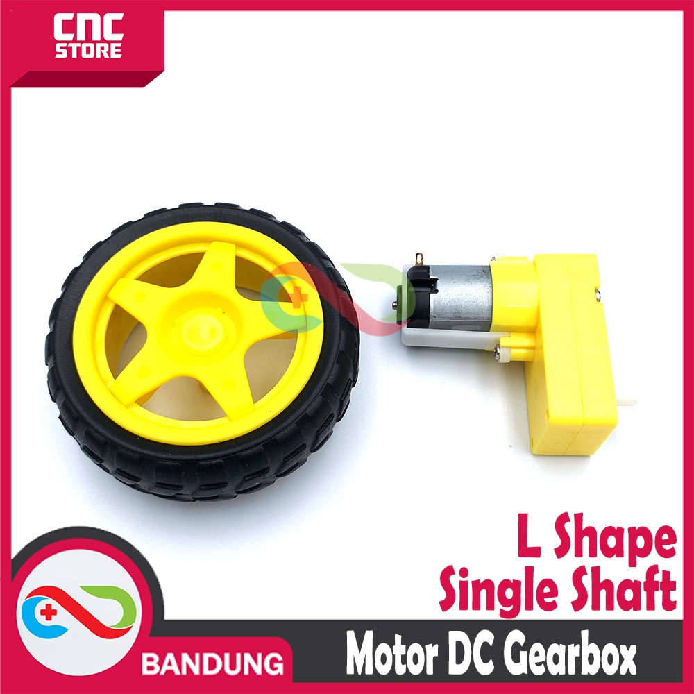 MOTOR DC GEARBOX L SHAPE SINGLE SHAFT SMART CAR + RODA