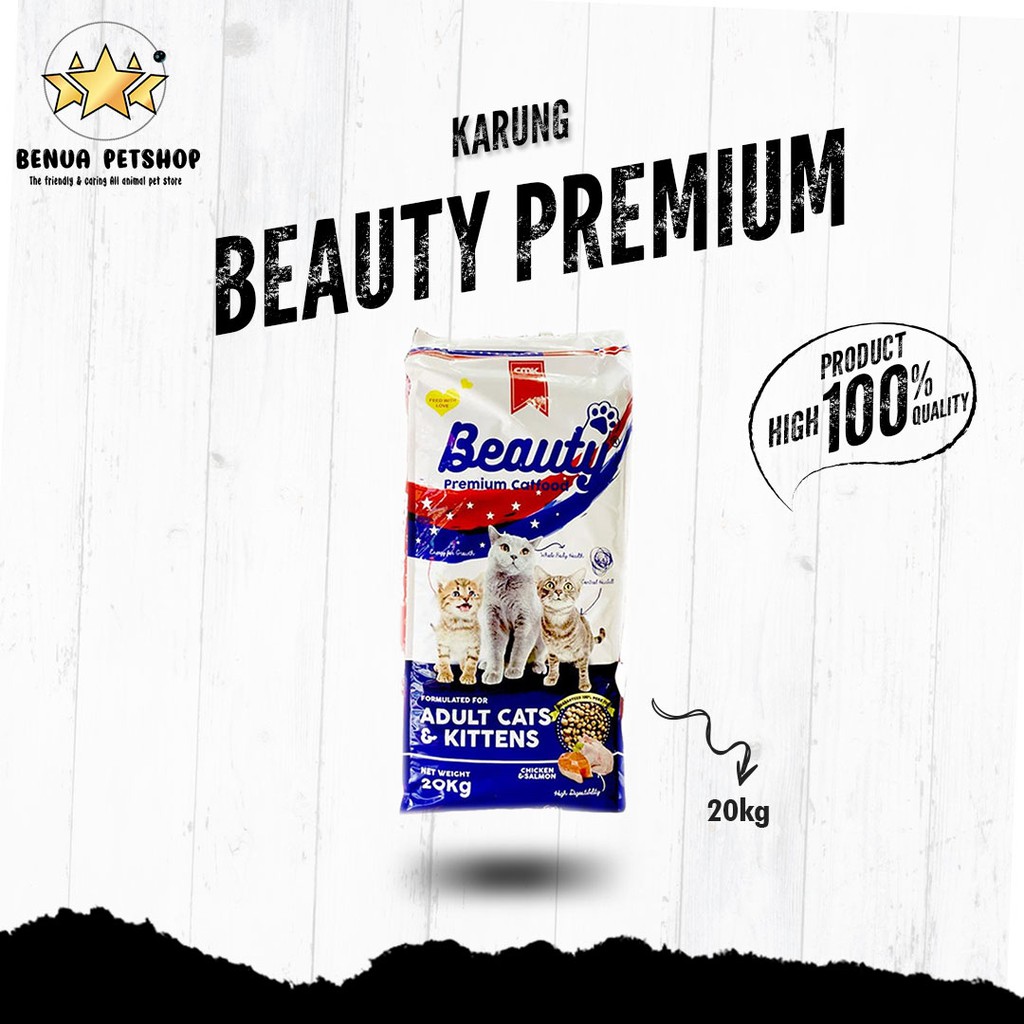 Makanan Kucing kering murah Premium BEAUTY 20kg ( EKSPEDISI )