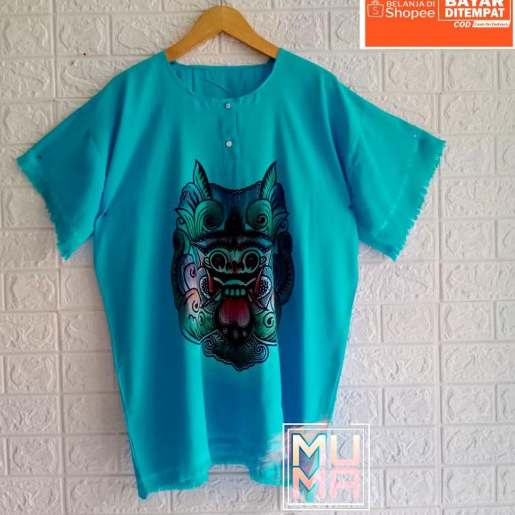 Barang Pilihan.. biru laut - baju Barong Bali pria wanita - Kaos Bali - Kaos Pantai - baju pria wani