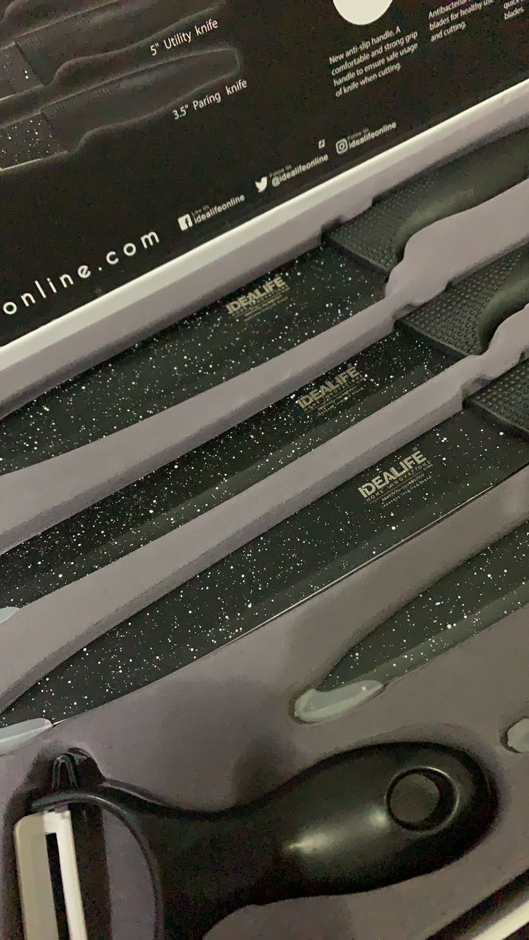 Pisau Dapur Pisau Set Knight Lengkap Knife Set Black 5 Pcs