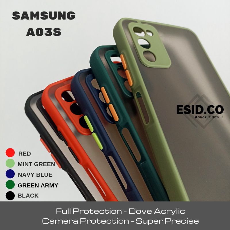 Case Samsung A03s Camera Protection Frosted Acrylic Dove Matte