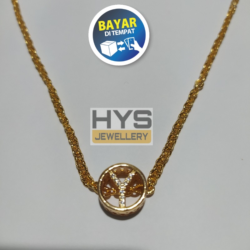 [HYS Jewellery] Kalung dan Liontin Xuping Model Milano Huruf Inisial Nama Mutiara Gold Perhiasan Wan
