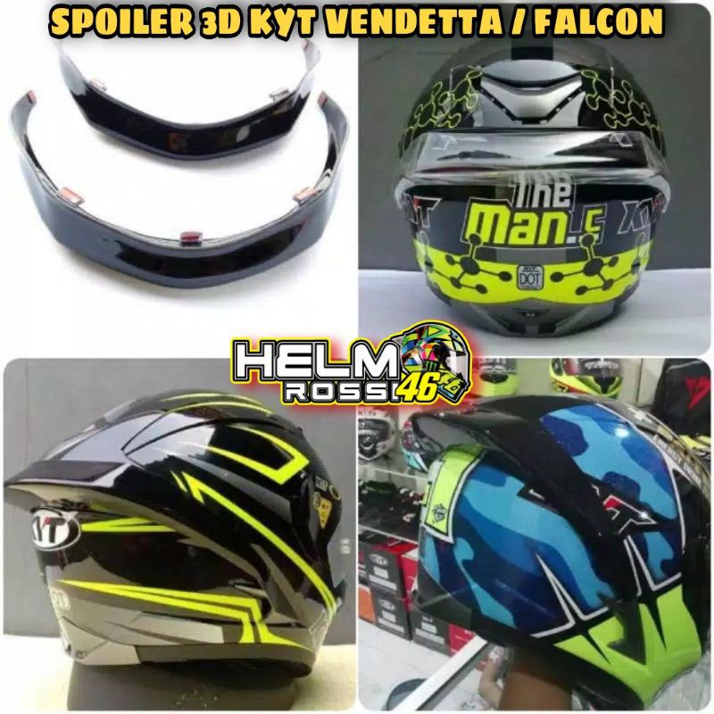 SPOILER 3D PISTA - KYT VENDETTA - FALCON Dark Hitam dan bening sudah termasuk perekat packing kardus