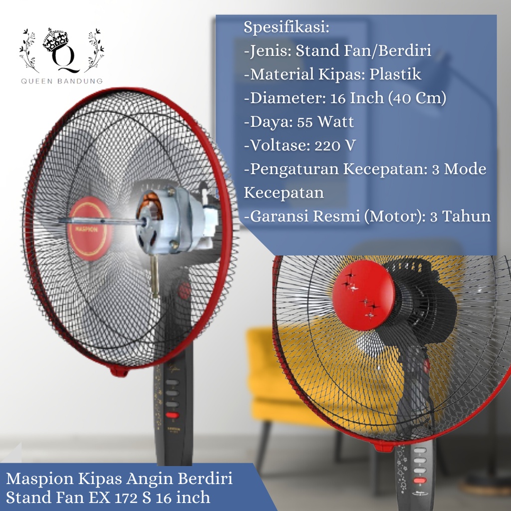 Maspion Kipas Angin EX 172S 16 Inch Stand Fan