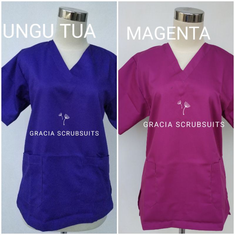 READY STOCK - GRACIA SCRUBSUITS STEL LENGAN 3/4 dan 7/8 baju jaga oka scrubs