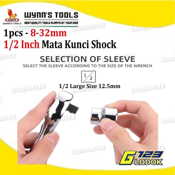 Kunci Mata Sok Sock Socket 1/2 In DR 8 9 10 11 12 13 14 15 16 17 18 Mm