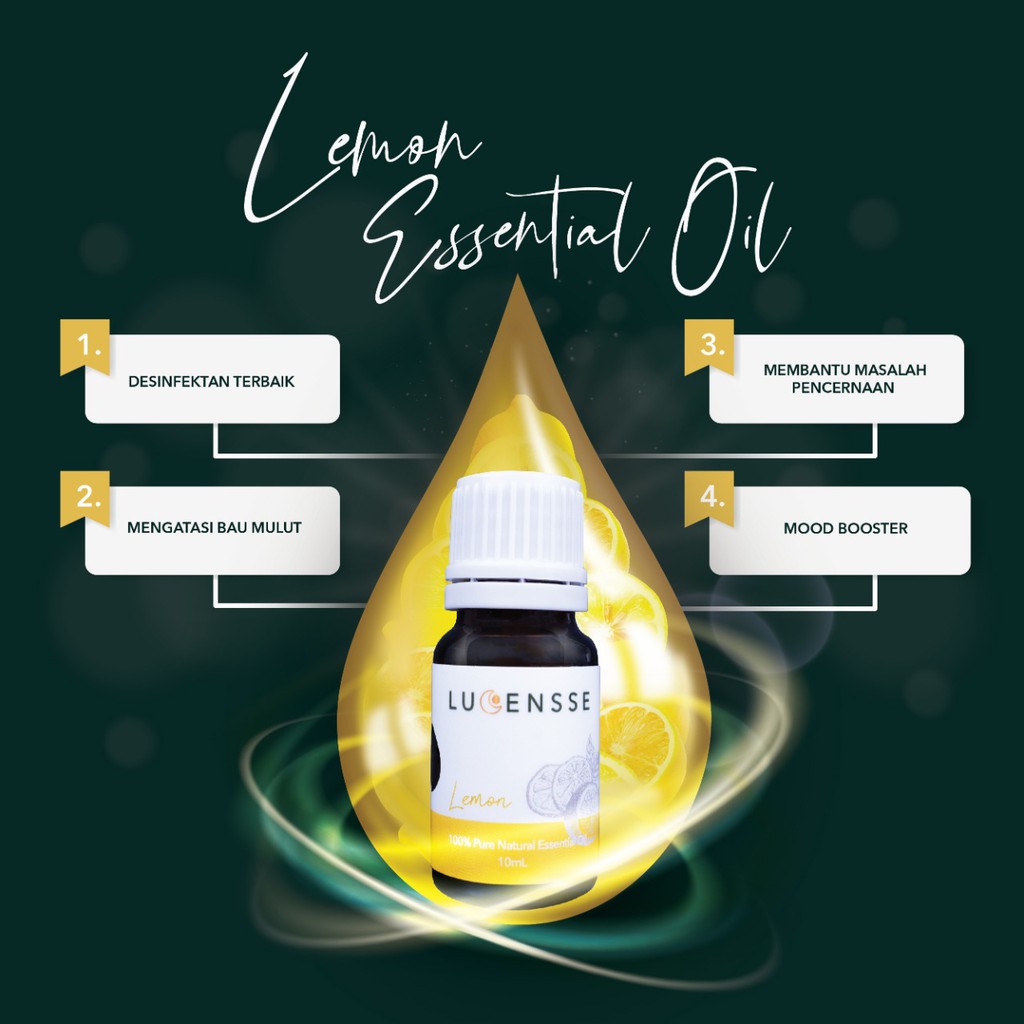 LUCENSSE Lemon Essential Oil Minyak Essensial Atsiri Aroma Terapi EO Diffuser Difuser Humidifier