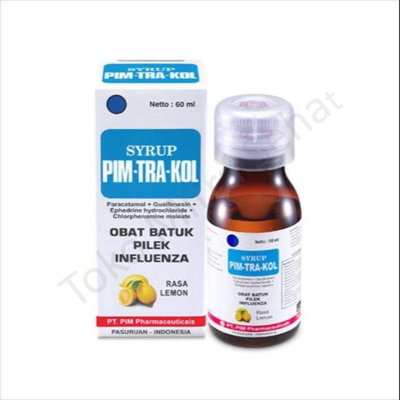 PIMTRAKOL RASA LEMON 60ML OBAT BATUK PILEK DEMAM ANAK 6 TAHUN KEATAS / Pim-Tra-Kol Sirup Lemon 60 ml