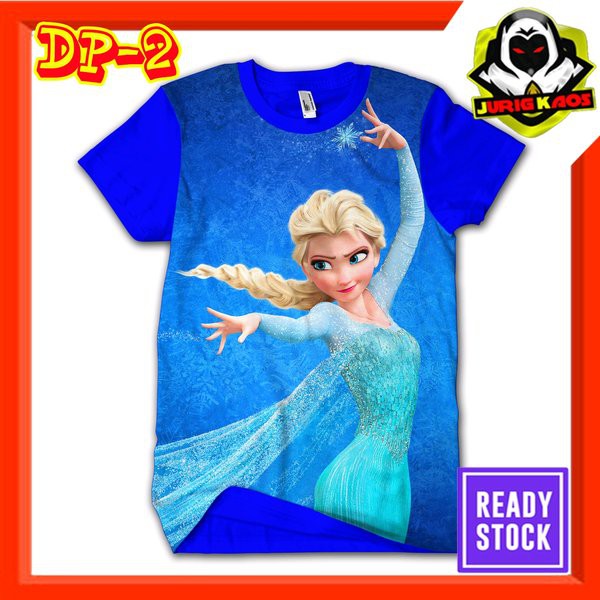 Kaos Frozen Biru Karakter Elsa Animasi Anak Murah Tokoh Kartun