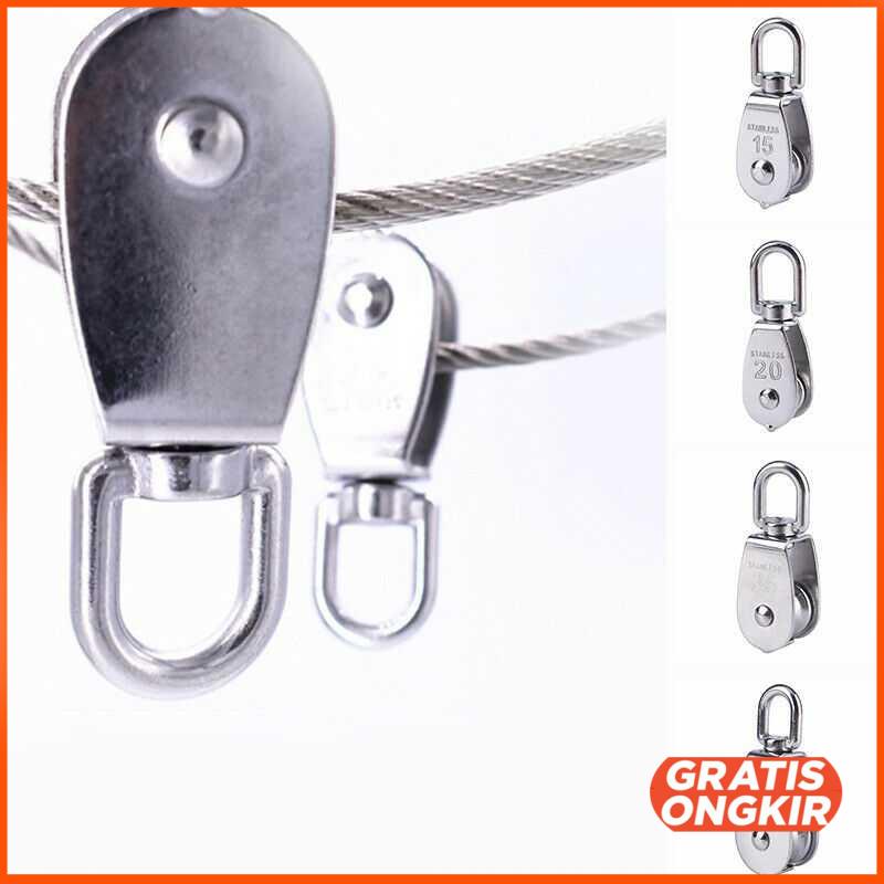 Katrol Kerekan Mini Serbaguna Swivel Pulley Stainless Steel