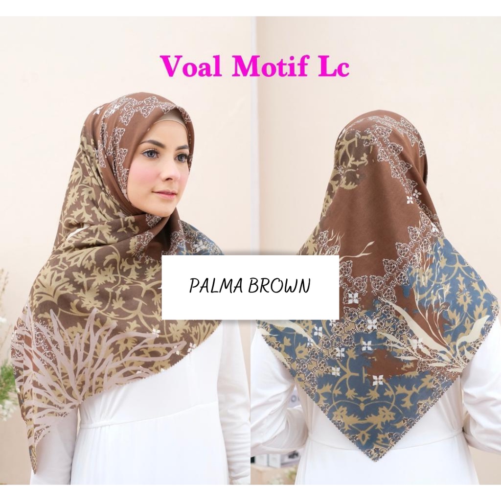 COD PROMO DENAY KW HIJAB SEGIEMPAT VOAL MOTIF / JILBAB DEENAY KW MOTIF TERMURAH-PALMA BROWN