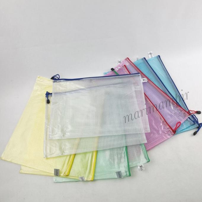 

!!!!!!] MAP ZIPPER RESLETING BUKU / DOKUMEN JARING A4 24 X 33 CM ( 12 PCS )