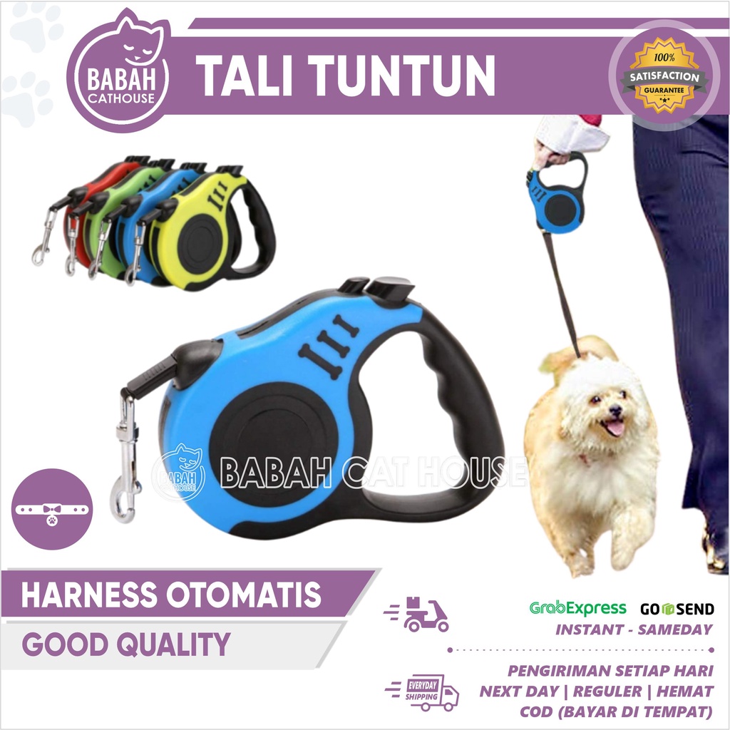 HARNESS OTOMATIS Tali Tuntun Kucing Anjing Untuk Jalan Harnes Leash Murah Cat Dog Panjang Hewan Besa