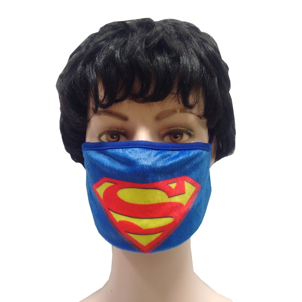 Masker Kain 3 Lapis/ply Katun Motif Superman - Bahan Lembut - Tebal