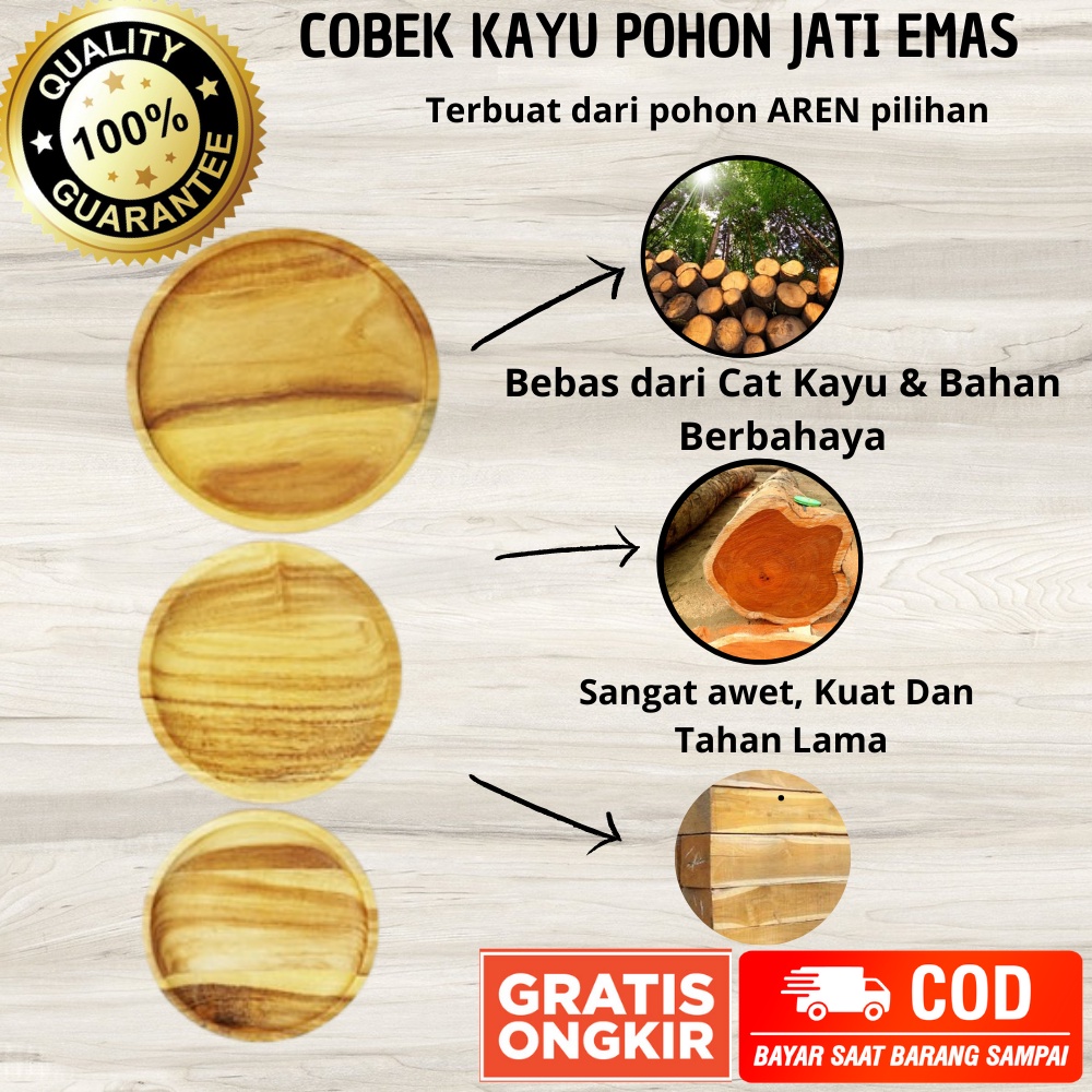 Cobek Uleg Ulegan Ulekan Lumpang Tumbukan Kayu Asli jati emas perlengkapan dapur masak kraft