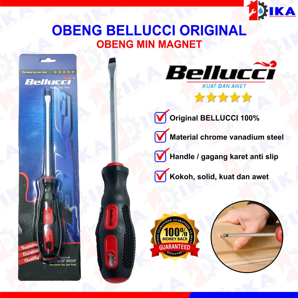 OBENG PANJANG (-) BELLUCCI 100% ORIGINAL GAGANG KARET KUALITAS BAGUS KUAT MURAH AWET