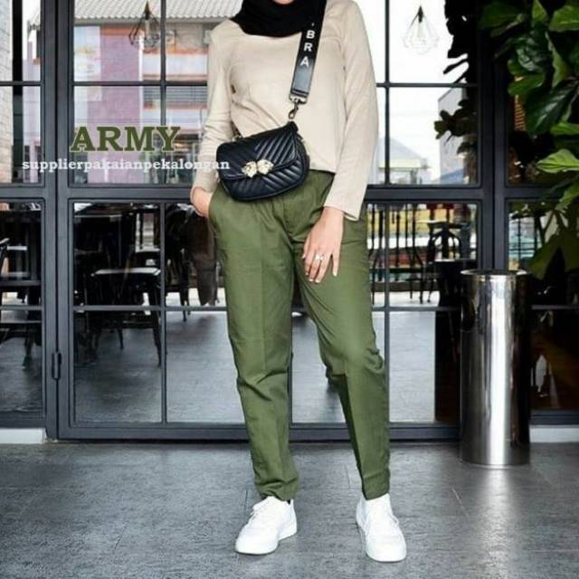 CELANA WANITA || BAGGY PANTS ARMY