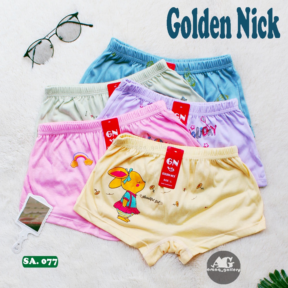 Grosir  6pc  --- Boxer Golden Nick SA 077  - Cd Celana Dalam Boxer ANAK CEWEK PEREMPUAN | Boxer Anak | Pakaian Dalam Anak | Kancut Aanak | Sempat Boxer Anak Perempuan