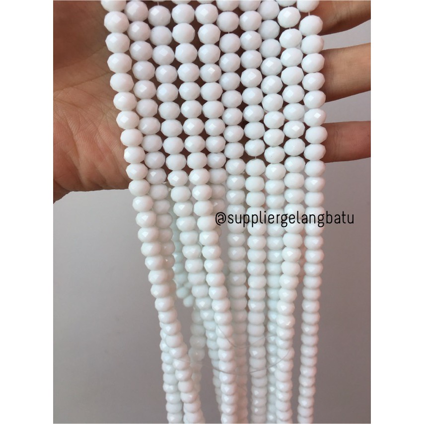 Crystal Ceko Doff 8mm PUTIH SUSU aksesoris beads manik donat rondelle bahan gelang kalung cewek bead