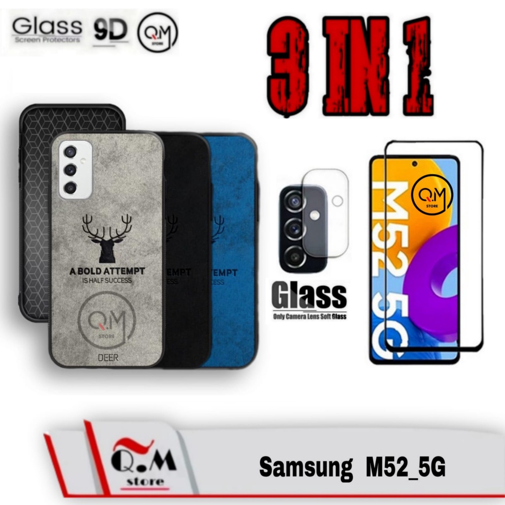 PAKET 3 IN1 Case Deer SAMSUNG A52 NEW 5G Softcase Deer TPU High Quality Pelindung Back Cover