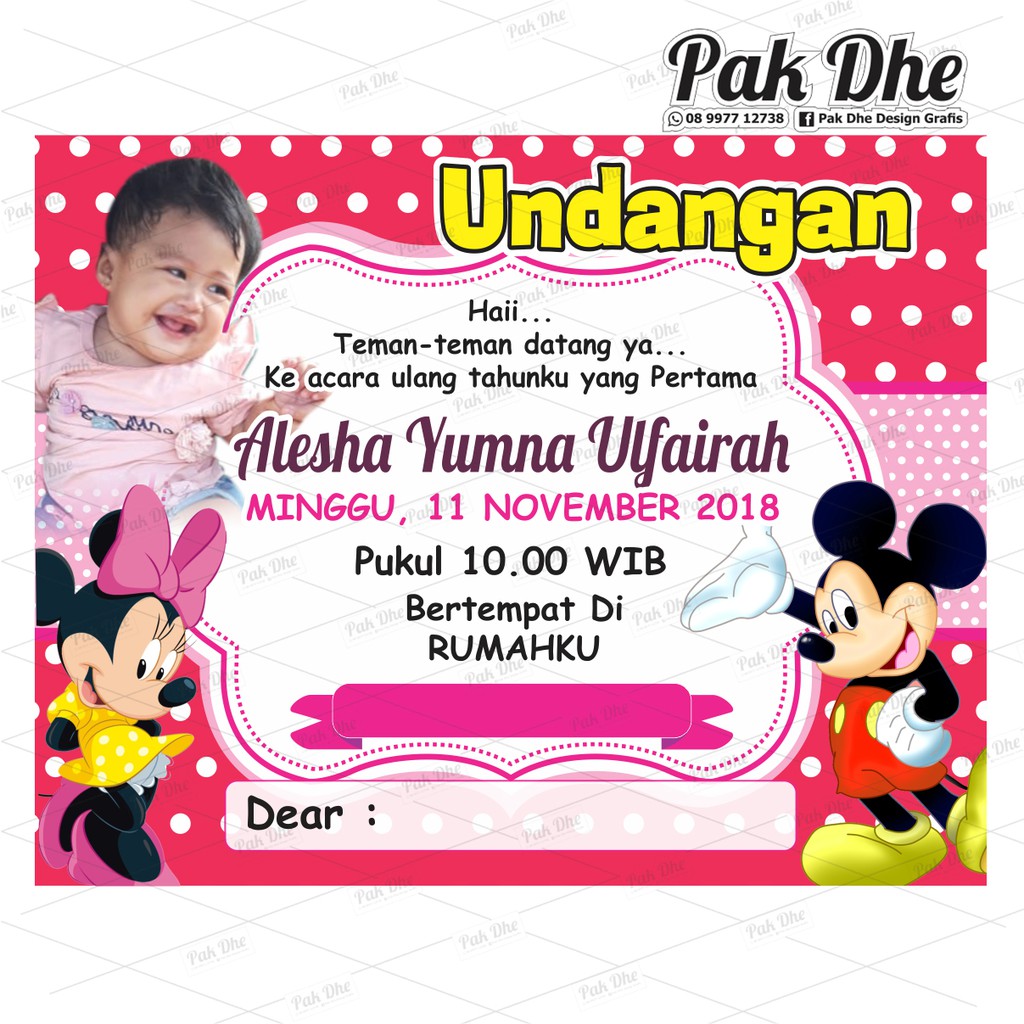 Undangan Unik Undangan Cantik Undangan Ultah Undangan Ulang Tahun Tema Mini Mouse