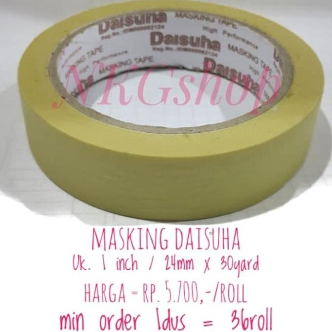 

Masking tape/Lakban kertas Daisuha 1inch x 30yard (min 1dus = 36roll)