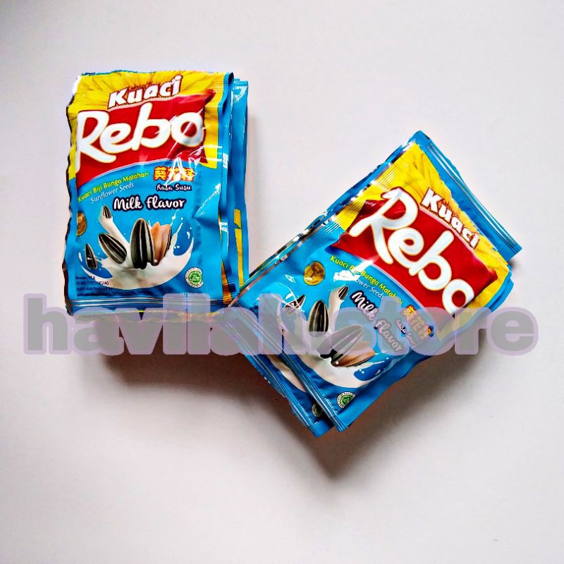 

Kuaci Rebo Rasa Susu 1 Pack isi 20pcs @ 13g