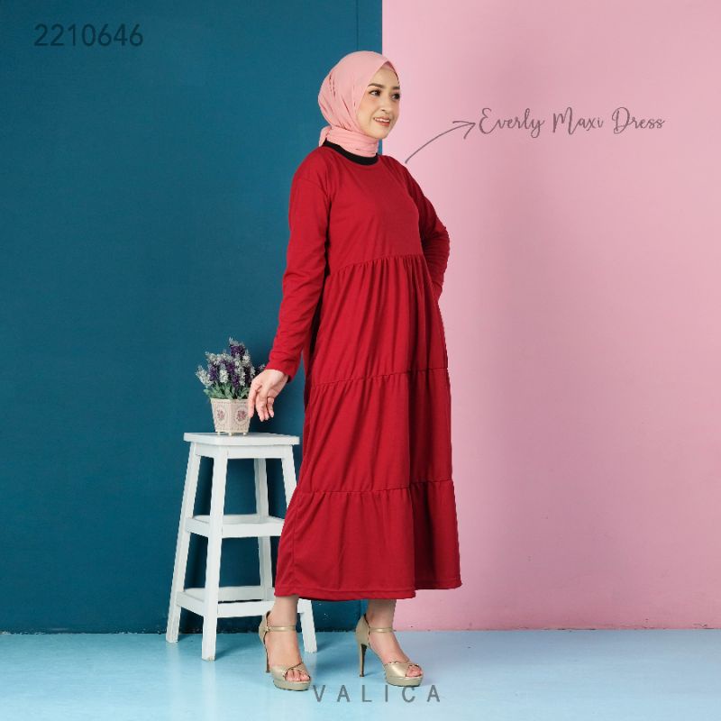 Gamis Everly Maxi Premium Home Dress Wafel Velvet Gamis Valica