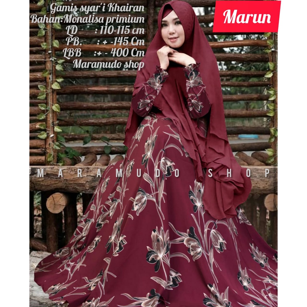 gamis syarii angii monalisa pemium set khimar seruty bebydoll 2 layer/ gamis ceruty motif terbaru/ gamis monalisa premum