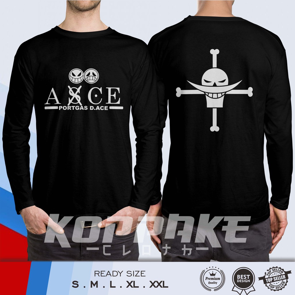 Kaos Hiken no Ace Shirohige One Piece Lengan Panjang Baju Anime