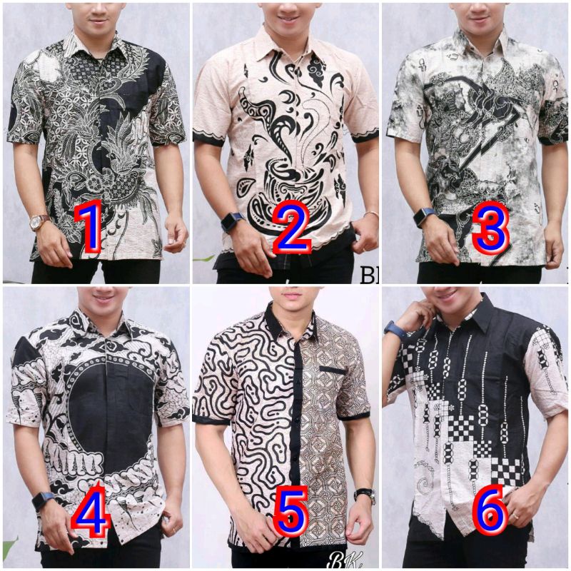 Diskon BSWART Batik HRB026 Kenongo Hem Pendek Padi Pekalongan M L XL Batik Pria MURAH Modern Grosir