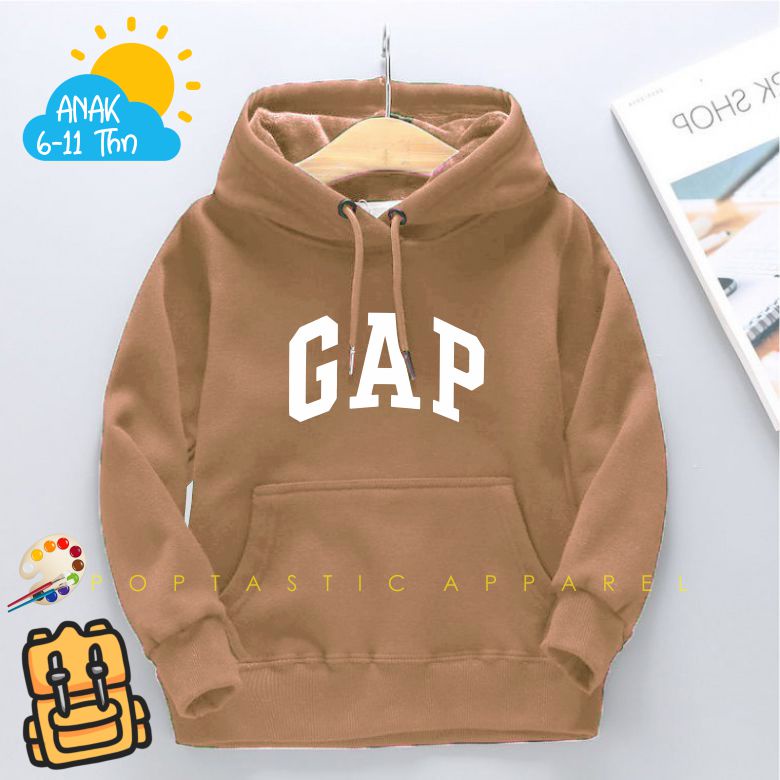 G A P Sweater Hoodie anak 6-11 Thn Laki-laki perempuan LOGO BORDIR FLEECE TEBAL