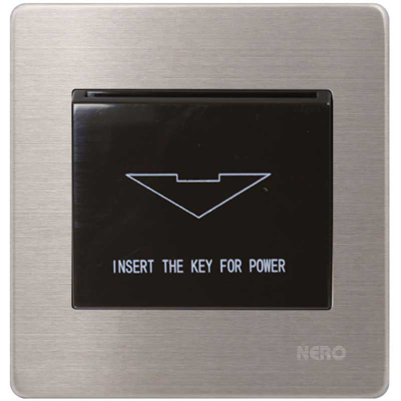 STAINLESS V8CA - Saklar 1 Gang Hotel Key Card Time Delay Switch NERO