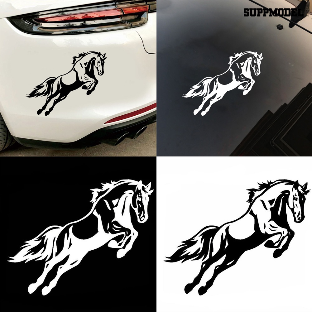 Stiker Vinyl Reflektif Motif Gambar Kuda Lompat Untuk Bumper Body Mobil