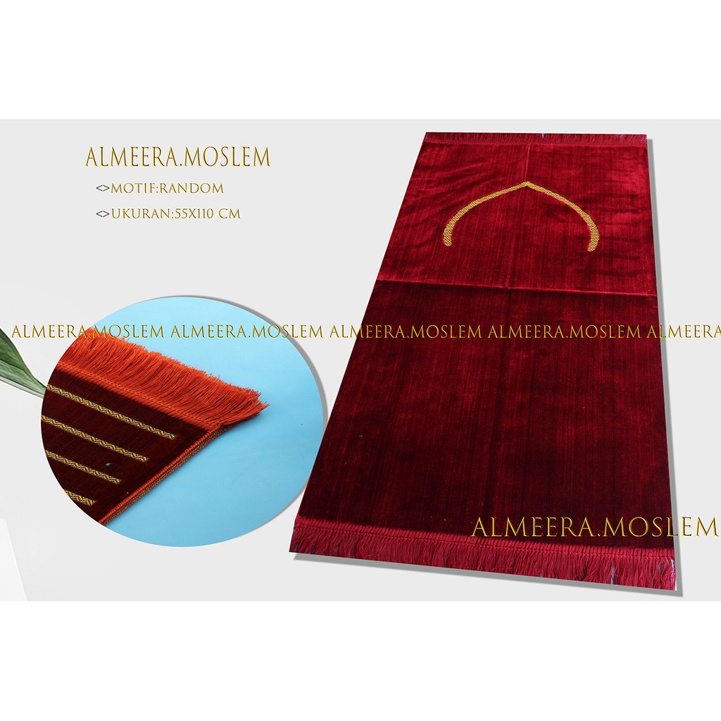 Sajadah Turki Turkey Motif Polos Minimalis Ukuran Medium 55x110 Cocok Buat di Bawa Ke Masjid