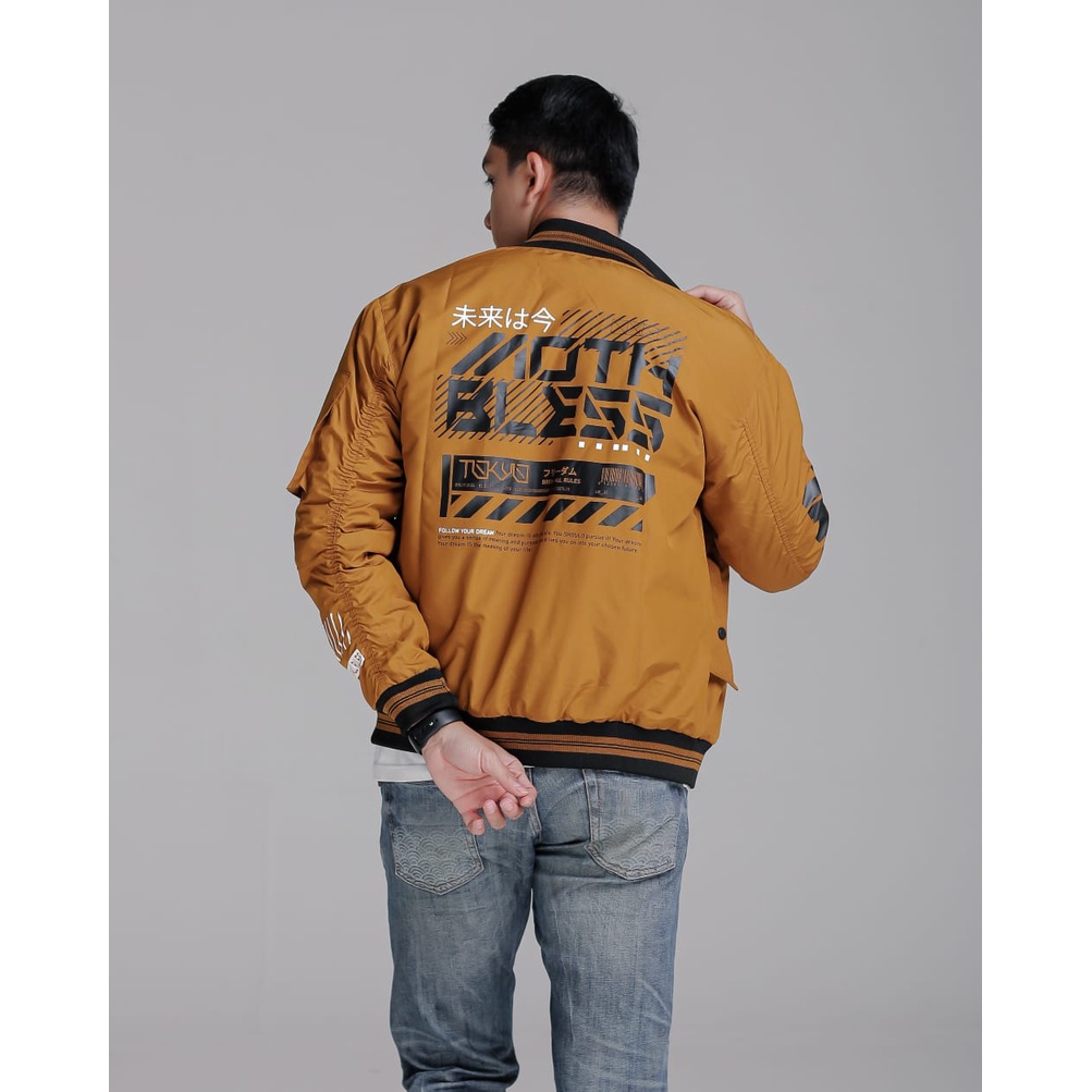 Jaket BOMBER PRIA Taslan WP Original Pria - Flight Jacket Waterproof Hitam XL XXL