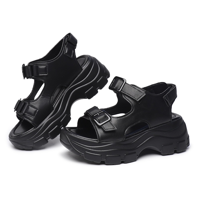 [GROSIR][COD] SEVEN_DAY SANDAL WEDGES WANITA KOREA IMPORT CASUAL SHOES HITAM SVN-307