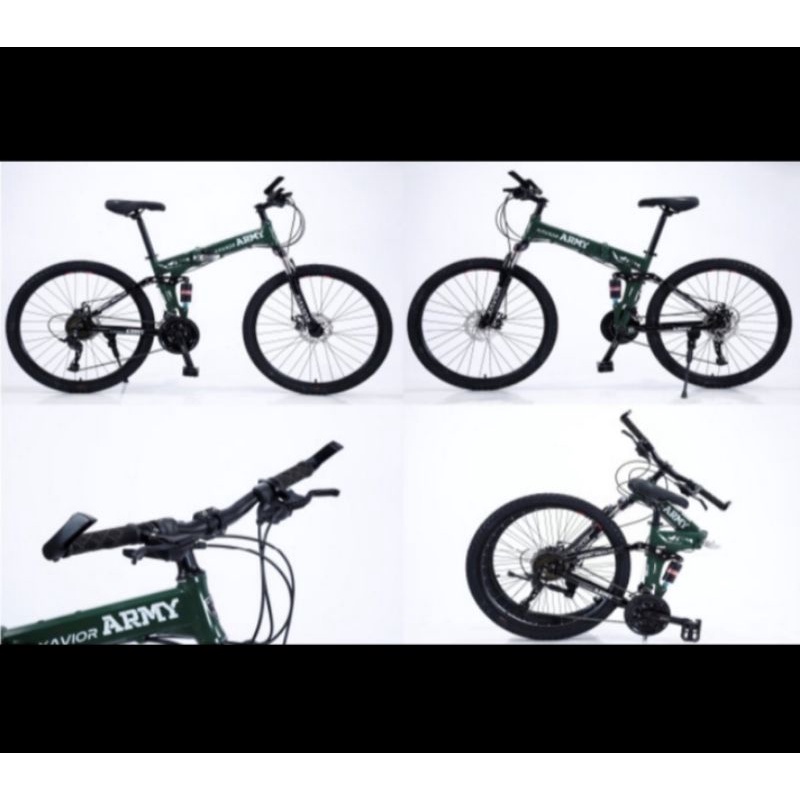 Sepeda Lipet MTB 26inch Hummer Xavior Hijau Army 2 7 Speed Spoke wheels