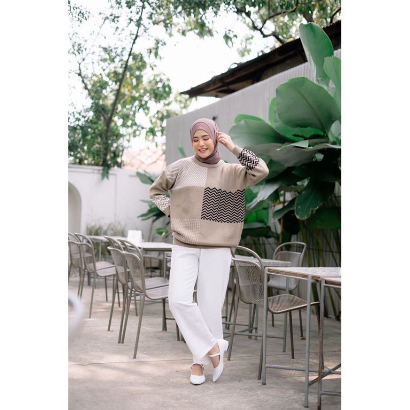 NAMIRA KNIT OVERSIZE SQUARE / SWEATER WANITA XXL / BLOUSE RAJUT  IMFORT