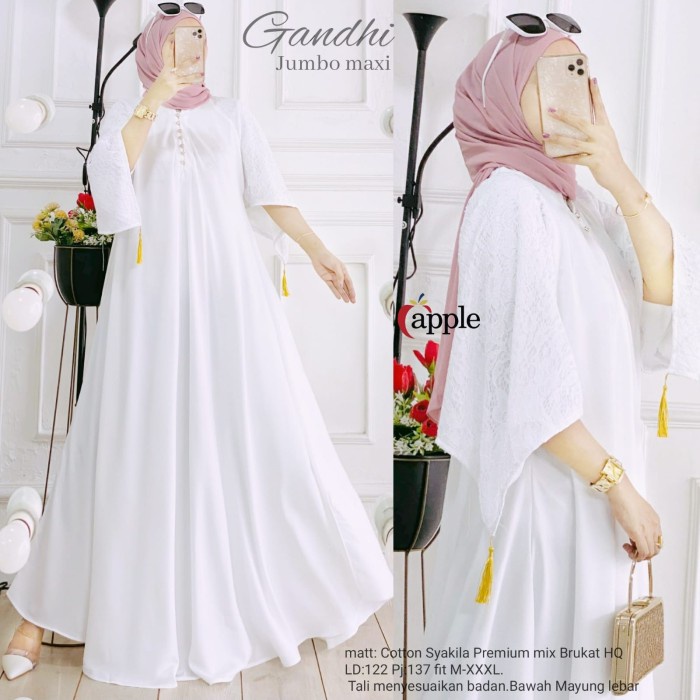 Bestseller gandhi maxi kaftan wanita muslim jumbo ld 130cm new11/5