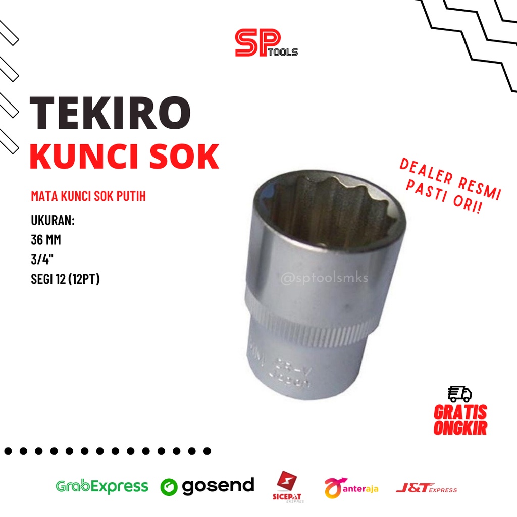 MATA KUNCI SOK SHOCK / SOCK / 36MM / 36 MM /  3/4" 3/4 INCH SEGI 12 / 12PT 12 PT TEKIRO