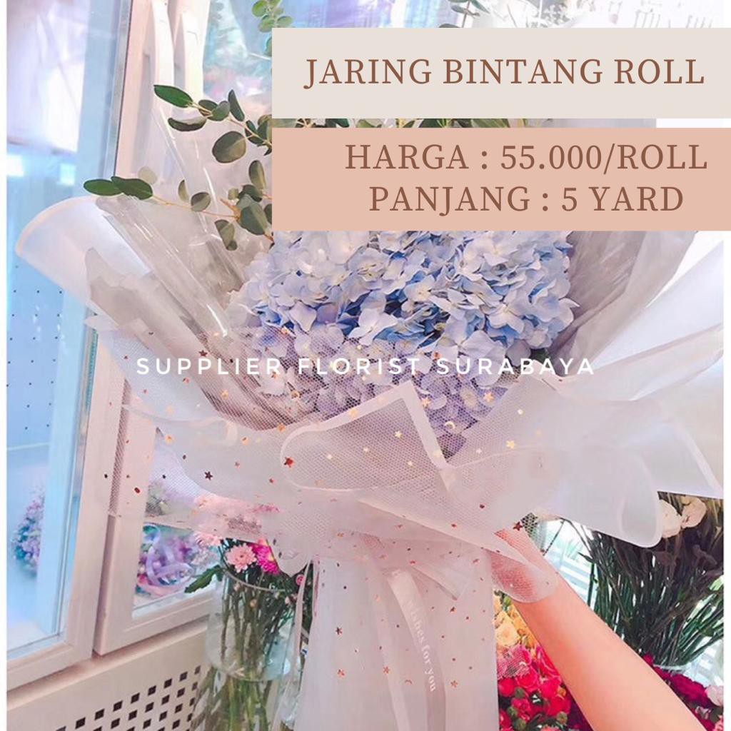 JARING BULAN BINTANG MESH ROLL WRAPPING PAPER KERTAS WRAP PEMBUNGKUS BUNGA KERTAS KOREA