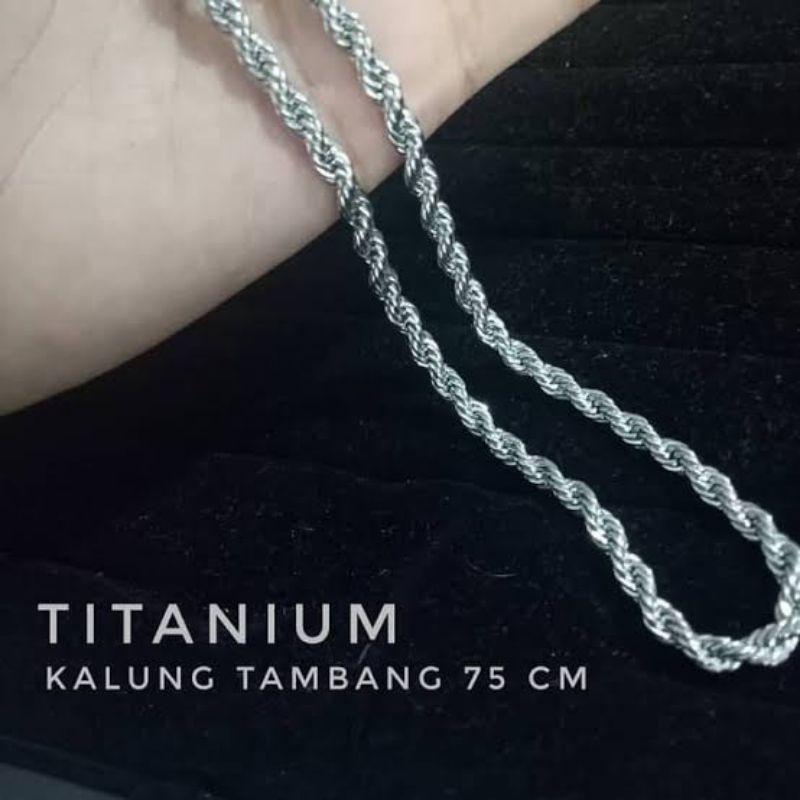 KALUNG TITANIUM SILVER PRIA RANTAI TAMBANG KALUNG TITANIUM ASLI KALUNG PRIA ANTI KARAT KALUNG MURAH